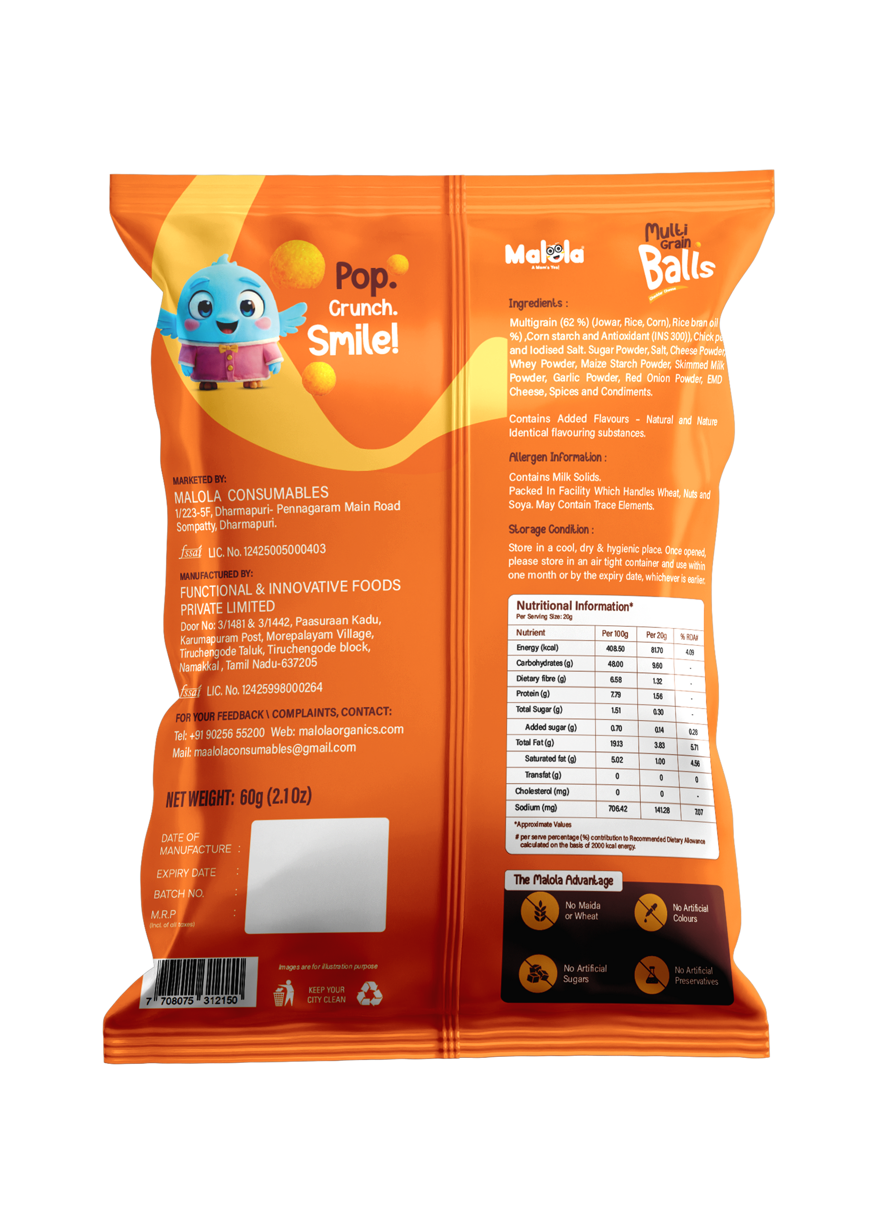 Multi Grain Balls – Cheddar Cheese 60g (Pack of 3)