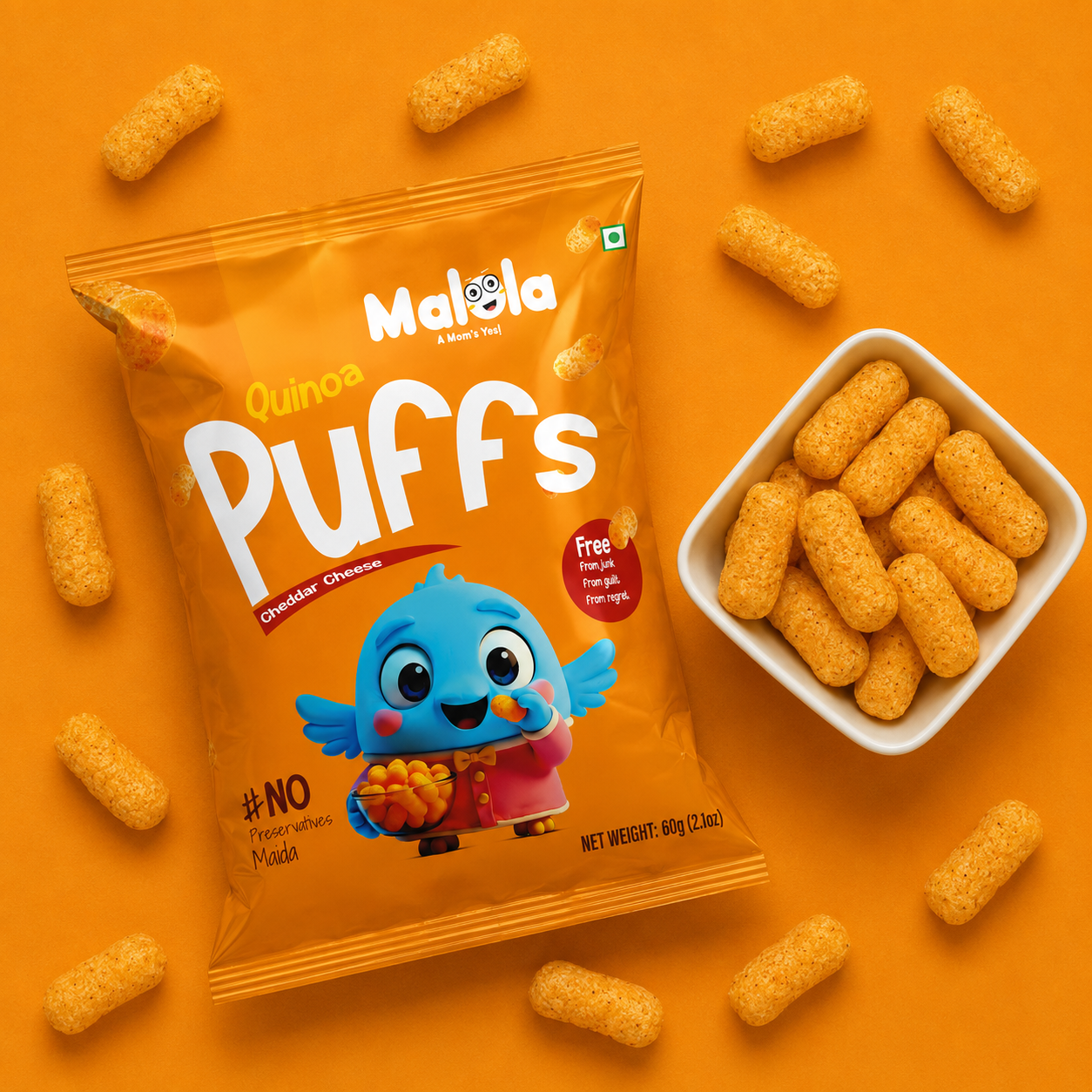 Quinoa Puffs – Cheddar Cheese 60g (Pack of 3)