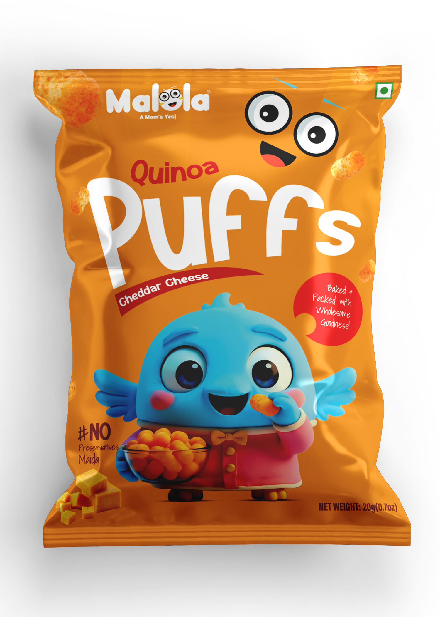 cheese puff front Quinoa Puff - Cheddar Cheese - Image 1